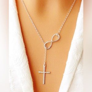 NIP BOUTIQUE SILVER INFINITY CROSS NECKLACE